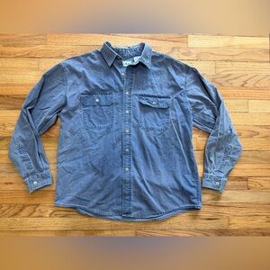 Vintage L.L. Bean Men's Blue Denim Shirt Size Large
